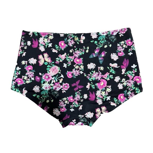 Victoria's Secret Black Floral Hi-Waisted Bikini Bottom Shortie/Swimwear Size M - Picture 4 of 4